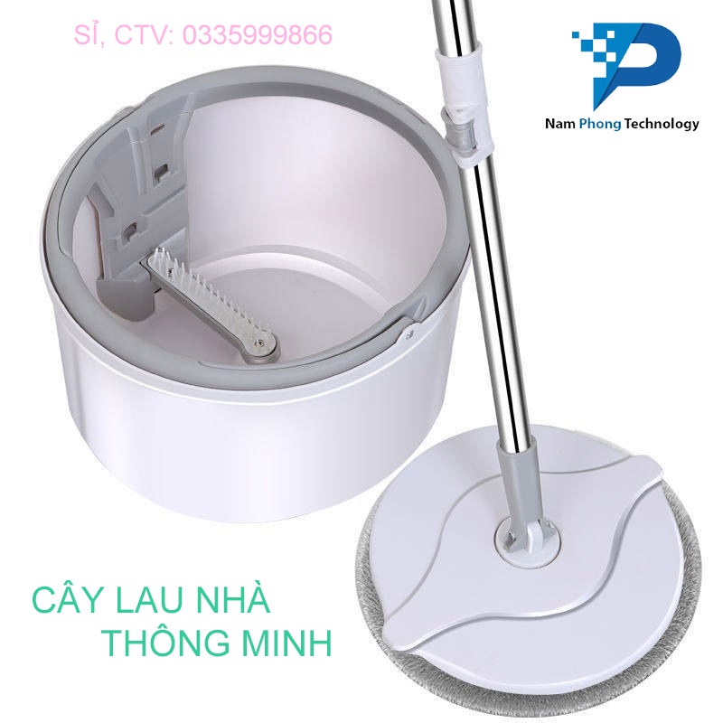 BỘ LAU NHÀ 360 ĐỘ TÁCH NƯỚC BẨN TỰ VẮT THÔNG MINH KÈM 2 BÔNG LAU THAY THẾ