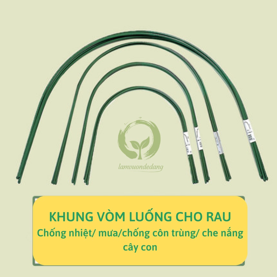 Bộ khung vòm luống ống thép bọc nhựa trồng rau - dùng để phủ lưới chắn côn trùng, nylon, bạt che chắn cây trồng