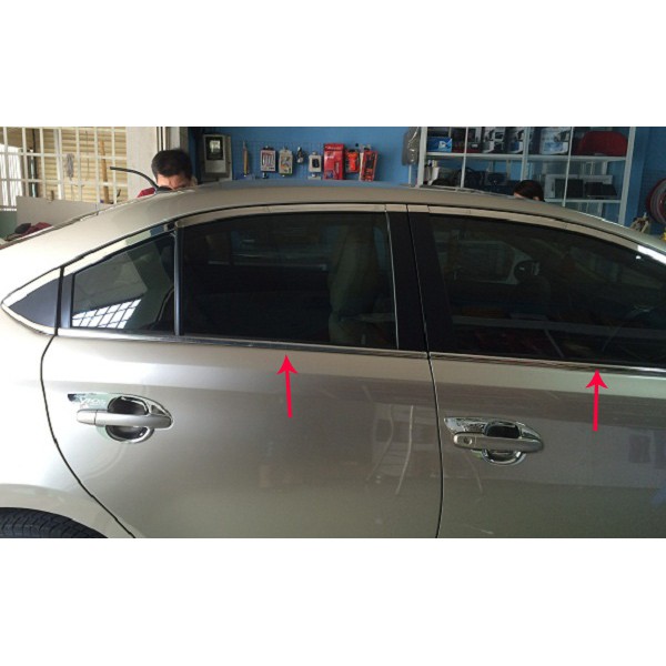 Nẹp Chân Kính Inox Cho Xe VIOS 2007 đến 2021 mẫu inox