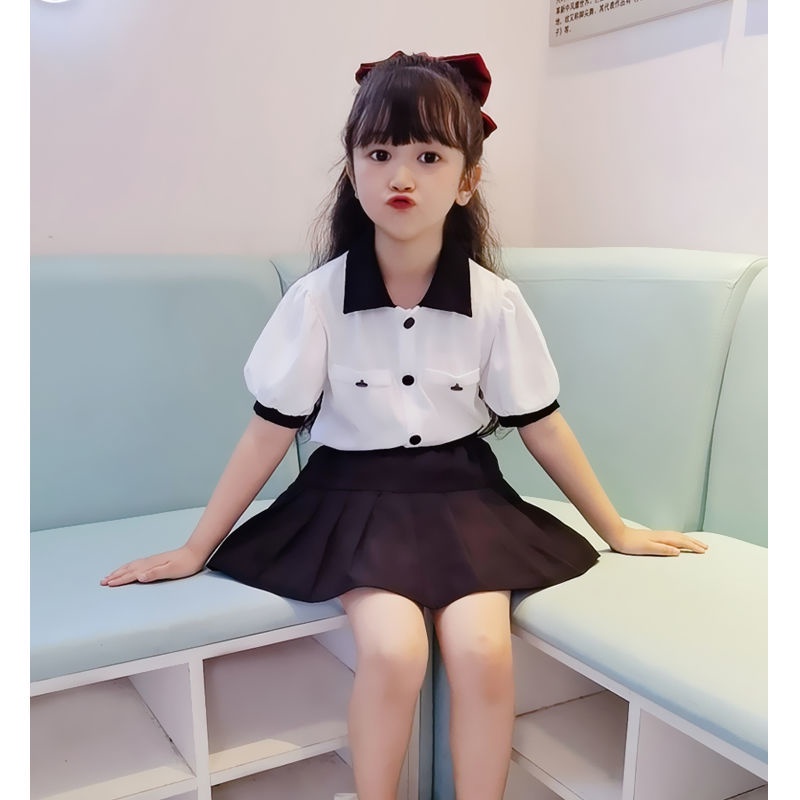 ✨Đốm✨ Bộ Áo Thun + Chân Váy Phong Cách Hàn Quốc Thời Trang Mùa Hè Cho Bé Gái