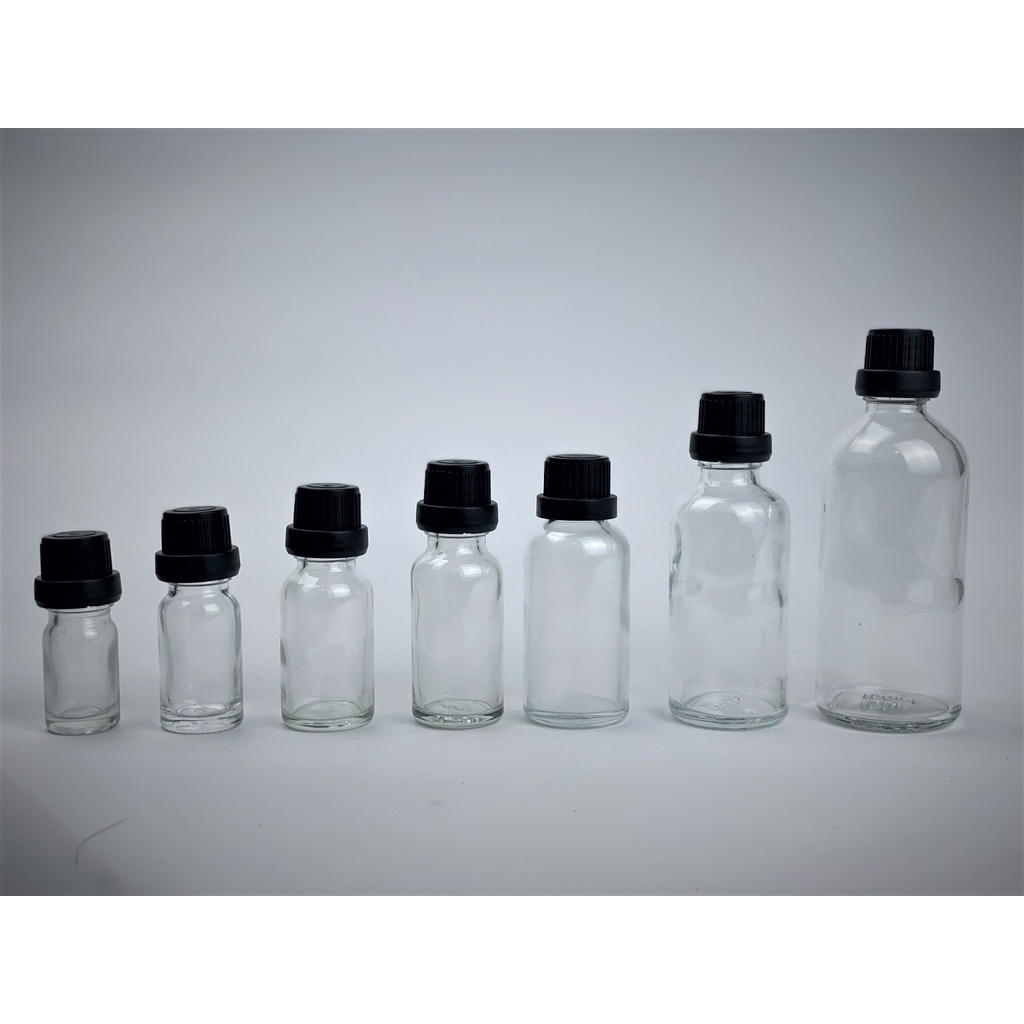 Lọ đựng chiết tinh dầu thủy tinh nắp nhựa đen nhỏ giọt dung tích 5ml/10ml/15ml/20ml/30ml/50ml/100ml