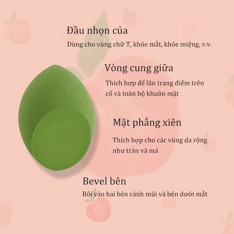 kiss belle- Mút trang điểm,Bông Mút Trang Điểm Tán Kem Nền -Màu xanh lá (KB-HZD02)