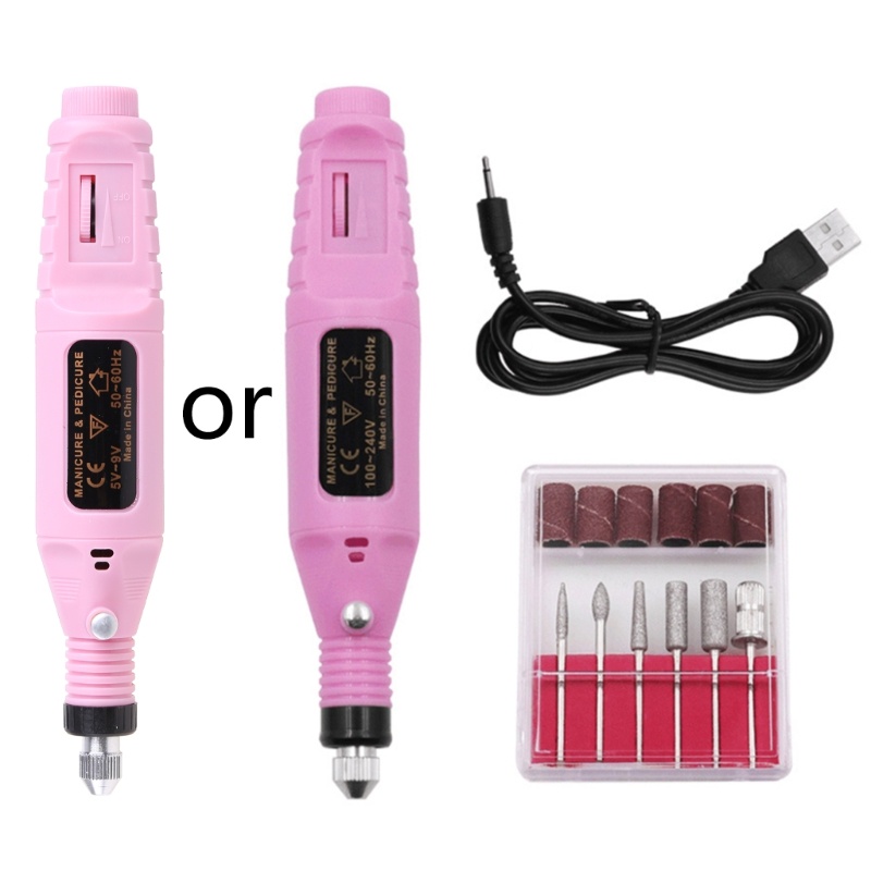 Máy Khoan Móng Tay Chạy Điện USB Kèm 6 Vòng Đánh Bóng Chuyên Dụng