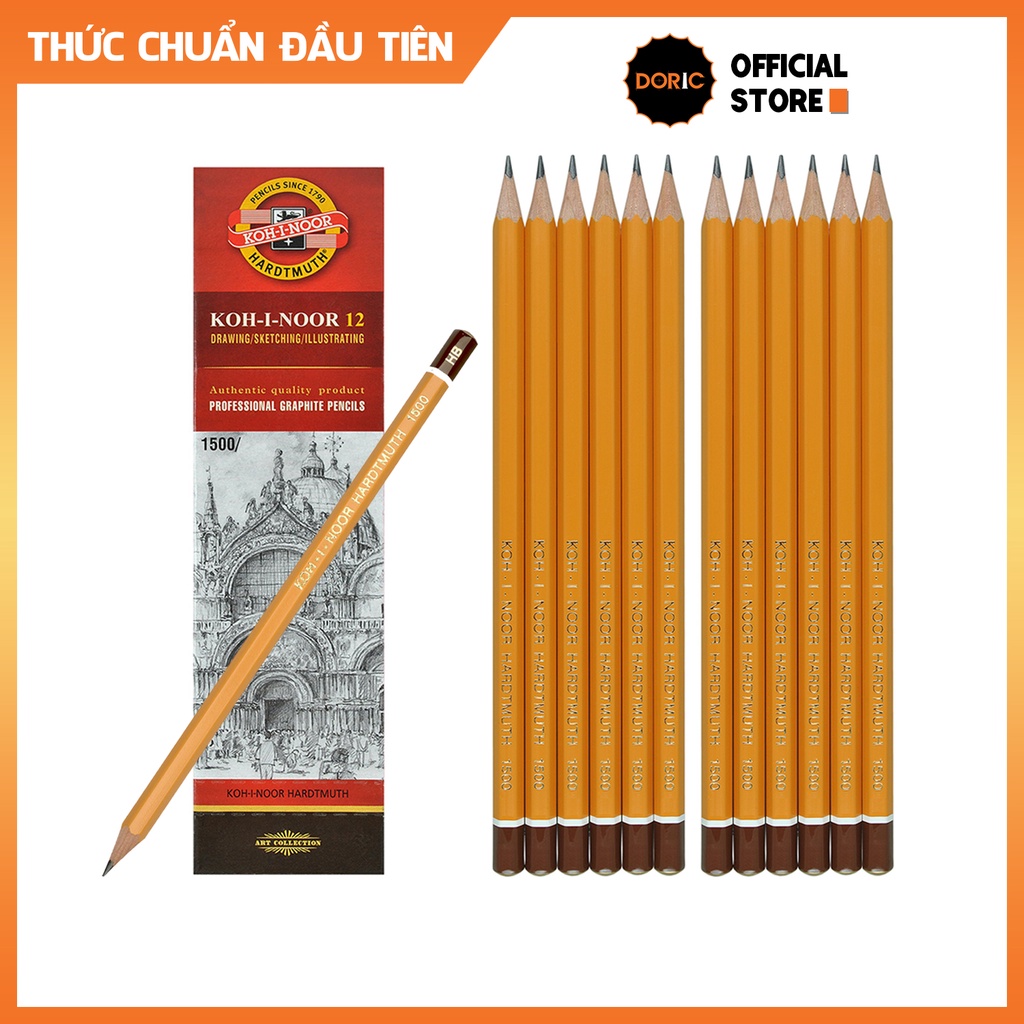 Chì Tiệp KOH-I-NOOR 1500 chì vẽ chuyên nghiệp vẽ phác thảo ký hoạ đủ các loại HB,2B,3B,4B,5B,6B,7B,8B