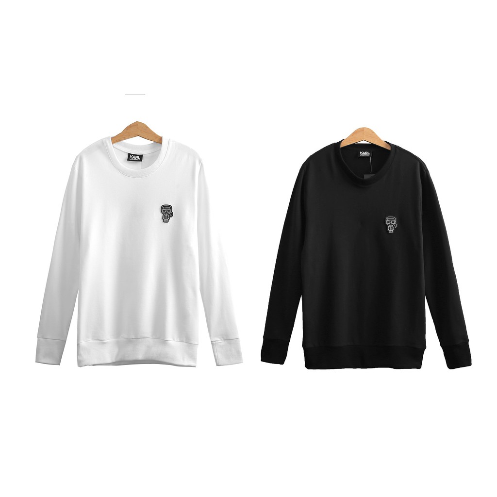 Áo thun Karl tay dài sweatshirt cổ tròn - trơn - logo ikonik mới