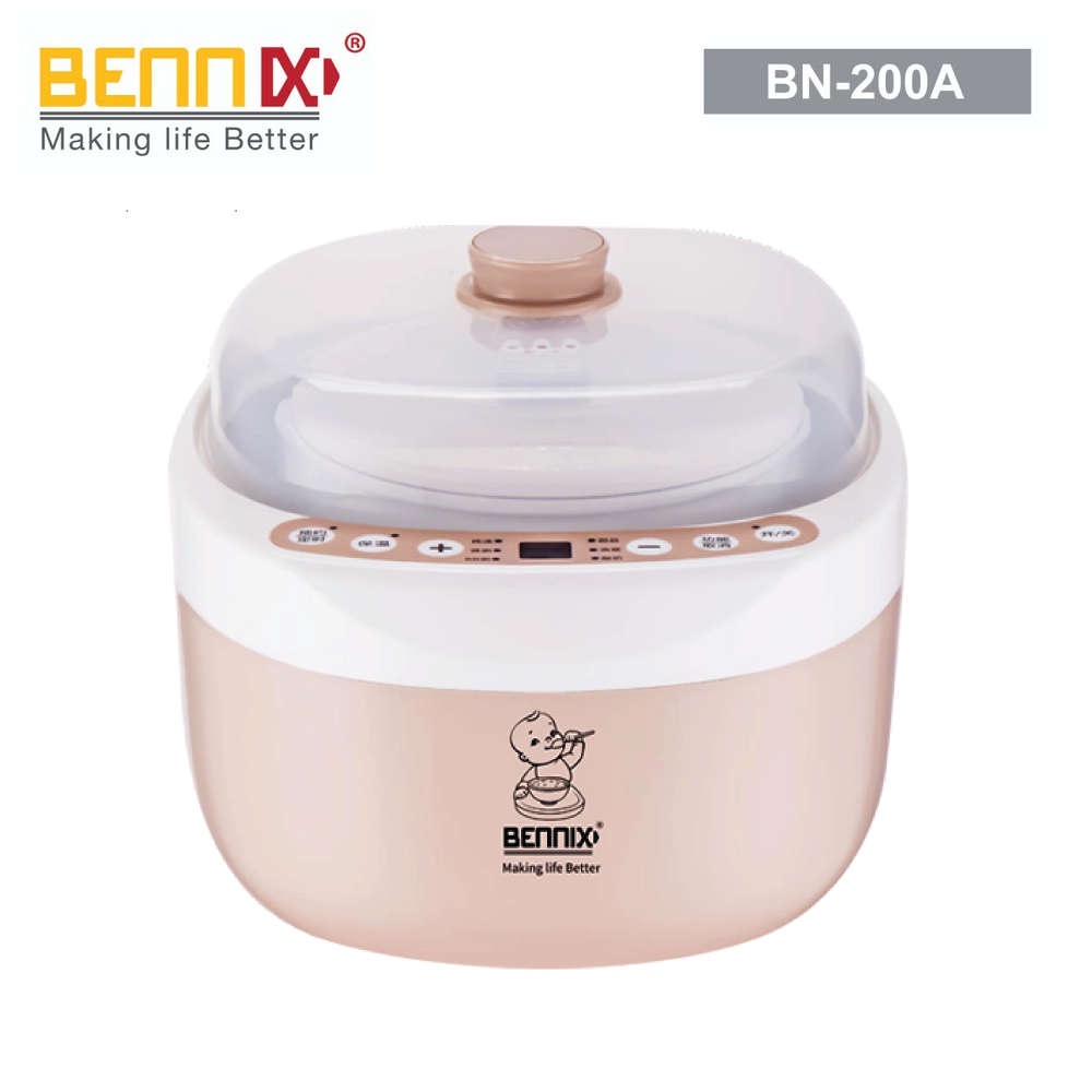 Nồi hầm chậm, chưng yến, nấu cách thủy đa nằng Bennix BN-200A dung tích 2 lít màu hồng, bảo hành 12 tháng