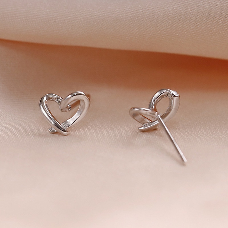 Bông tai bạc hình trái tim phong cách Hàn Quốc dễ thương