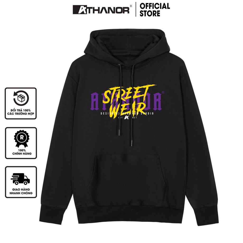 Áo Hoodie Nam Nữ ATHANOR Chất Nỉ Bông 100%cotton 350 gsm Form Basic mẫu Street Wear HDT808