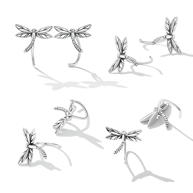 Bông tai BAMOER bạc 925 hình bướm thời trang dành cho nữ