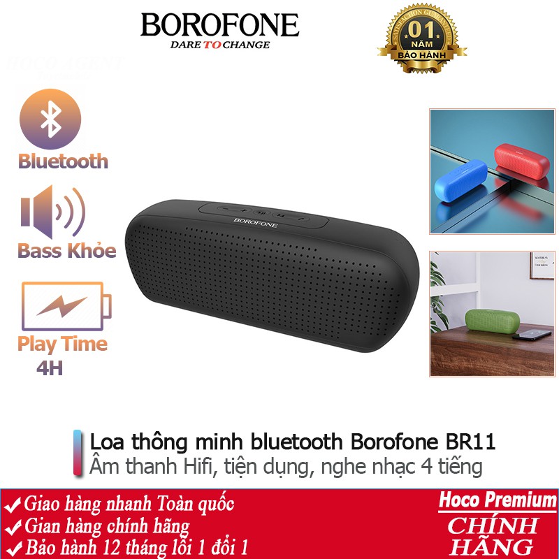 Loa Bluetooth Borofone BR11 Bass mạnh mẽ, to rõ, hỗ trợ di động không dây - Chính hãng