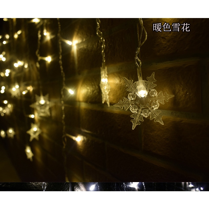 Đèn Led Dây Đóm Đóm Bông Tuyết Thả Rèm. Đèn Fairy Treo Cửa Sổ,Trang Trí Noel, Giáng Sinh, Cây Thông