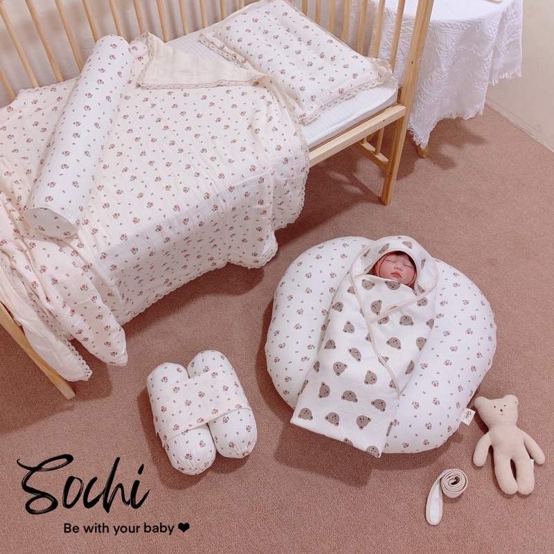 Gối chống trào ngược vải xô muslin cao cấp cho bé