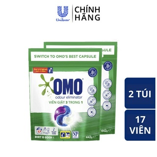 Combo 2 Túi Viên Giặt Tiện Lợi OMO Công Nghệ Anh Quốc - Khử Mùi 17 Viên Túi