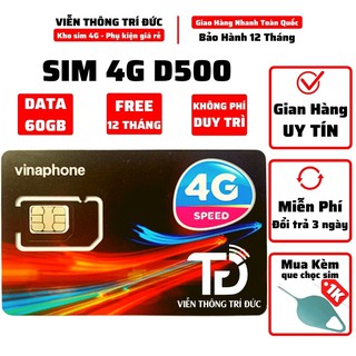 Sim 4G Vinaphone D500 D500TData 5Gb Tháng, Không giới hạn dung lượng