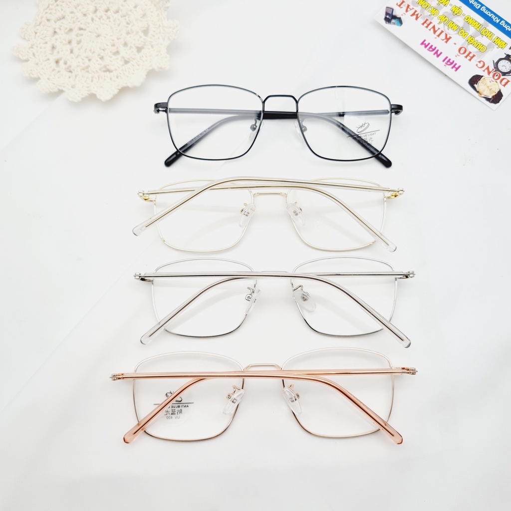 Cắt kính mắt cận-loạn Gọng kính cận mắt vuông kim loại dành cho nam nữ 8818 HainamEyewear