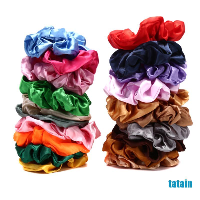 [TA] 40 Pcs Hair Silk Scrunchies Satin Elastic Hair Bands Hair Ties Ropes Hair Bands  WK