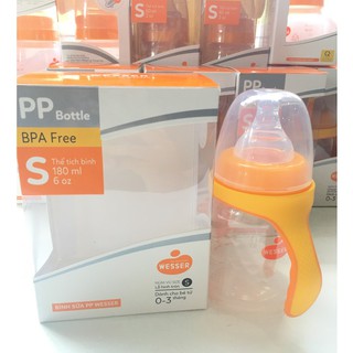 BÌNH SỮA PP WESSER CỔ RỘNG 180ML