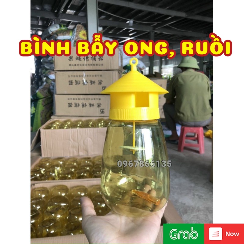 COMBO Bình Bẫy Ong, Diệt Ruồi Trong Suốt + Chất Dẫn Dụ, Diệt Ruồi Đục Trái Hiệu Quả