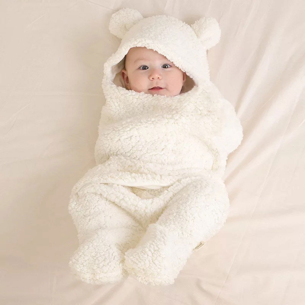 Ủ gấu lông cừu cho bé sơ sinh siêu ấm mềm mịn hàng cao cấp