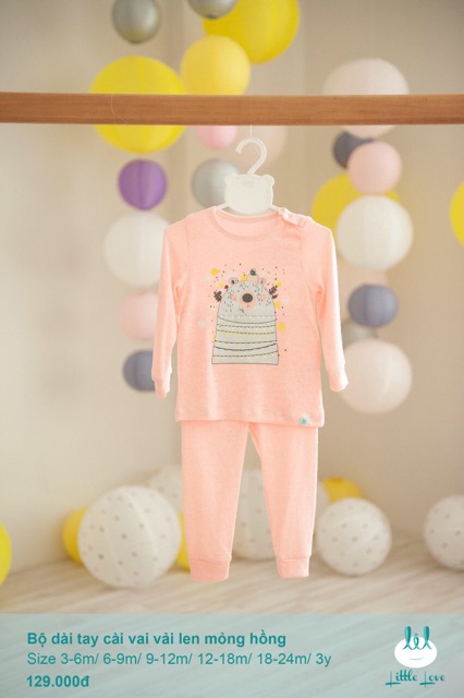 Bộ len mỏng dài tay cài vai Little love