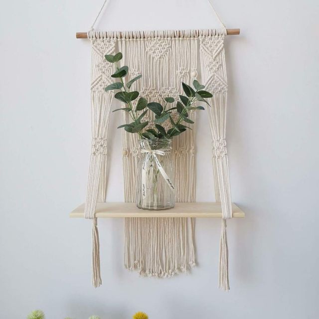 Kệ treo tường Macrame nghệ thuật