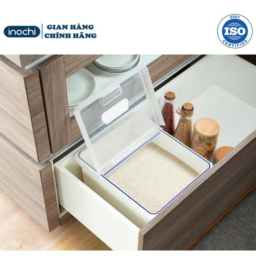 [QUÀ TẶNG KHẨU TRANG HOẶC MÓC DÁN] Thùng Gạo thông minh -Thùng gạo Cao Cấp INOCHI Sendai 12 KG Nắp Nhựa Kín Kháng Khuẩn