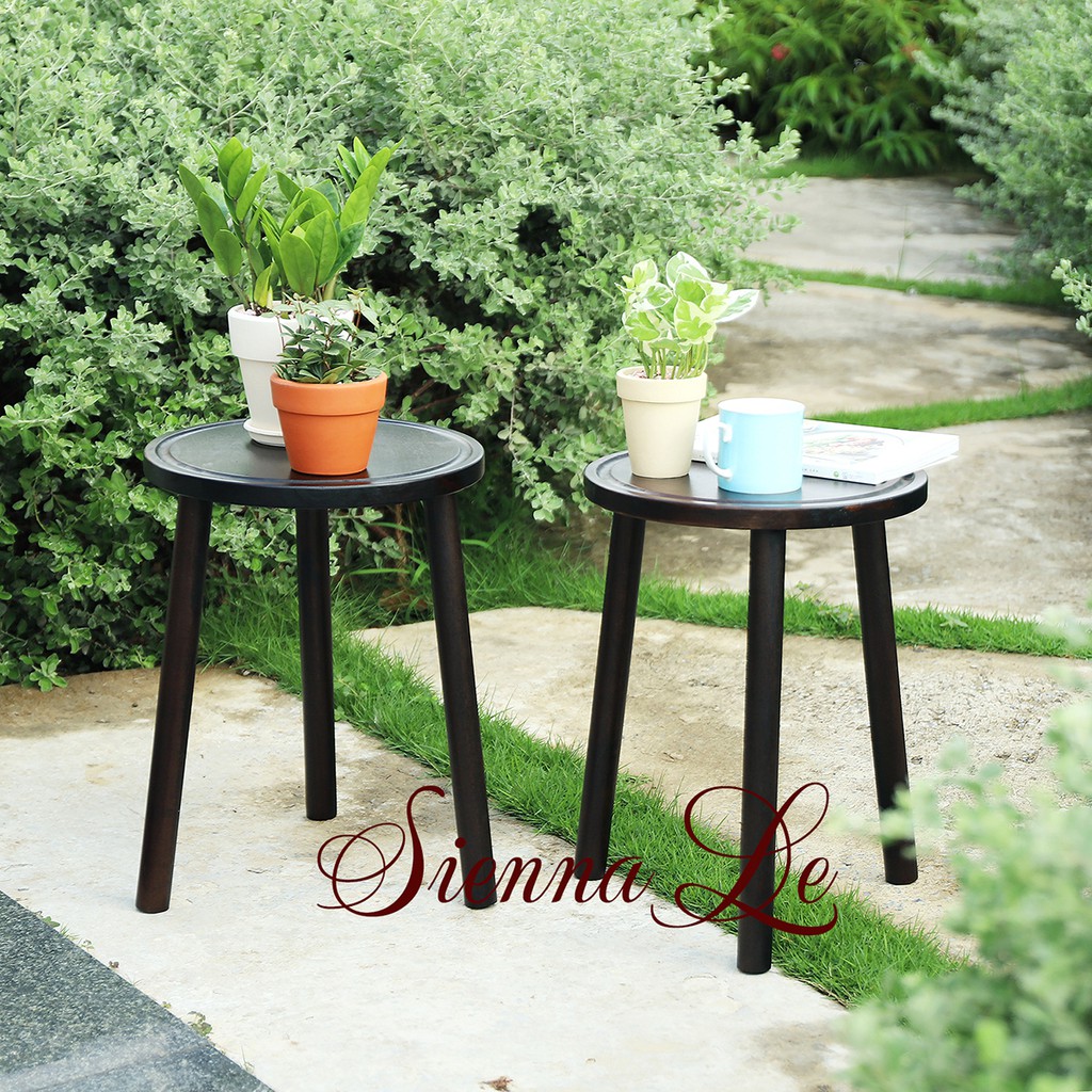 Sienna Le Đôn Gỗ Kệ Giá Tròn Nhỏ Đỡ Chậu Hoa, Chân Lắp Ráp, Mặt Bàn Khoét Rãnh Bàn Kê Đầu Giường