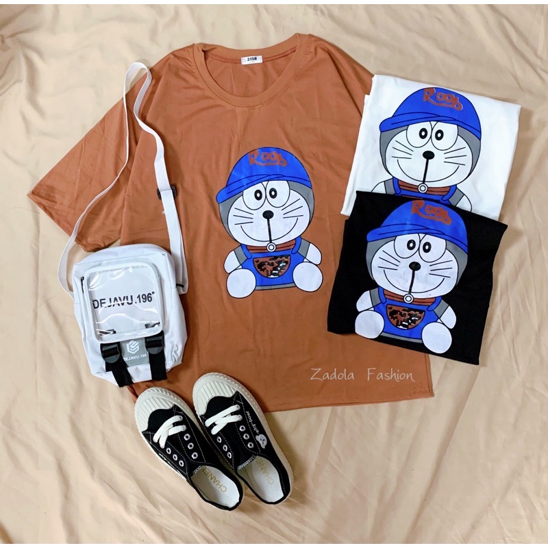 Áo Thun Tay Lỡ Nam Nữ Unisex ❤Áo Phông Cộc  In Hình Doremon Đáng Yêu- Zadola fashon