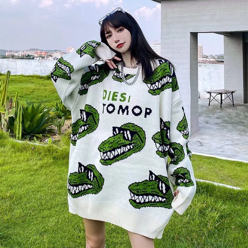 Áo len nam nữ thu đông phong cách đường phố hip-hop in hình cá sấu | BigBuy360 - bigbuy360.vn