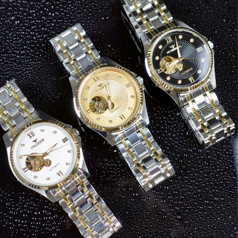 Đồng Hồ Nam Cơ Automatic FNGEEN Đồng Hồ Cơ Nam Cơ Lộ Tim Cơ Size 40mm Chống Nước Bảo Hành 24 Tháng - Mã 6801