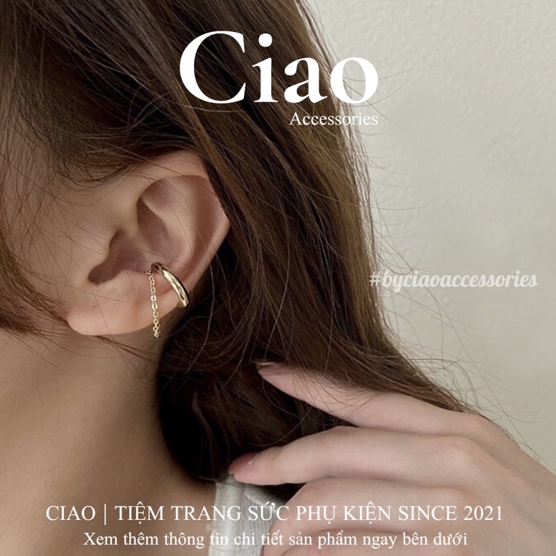 [HOẢ TỐC 1H] Khuyên vành tai/ Kẹp vành tai mạ bạc hoạ tiết dây mã 14 trendy Ciao accessories