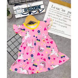 Đầm ngắn tay thun cotton 4c xuất cực xinh cho bé gái từ 10 đến 23kg - Đầm váy bé gái - FREESHIP