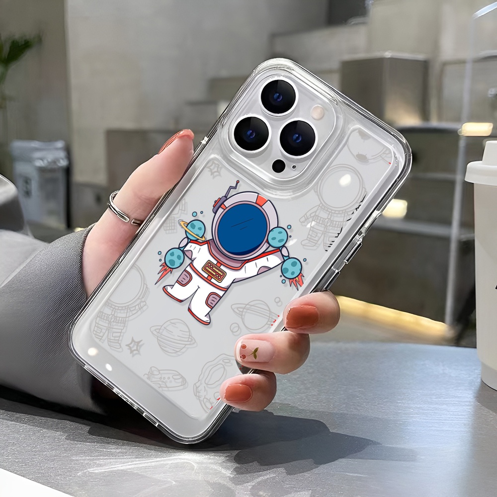 Ốp Điện Thoại Trong Suốt Họa Tiết Phi Hành Gia Cho iphone 14 Plus 11 13promax 12 7Plus X XS Max 7 8 SE 2020