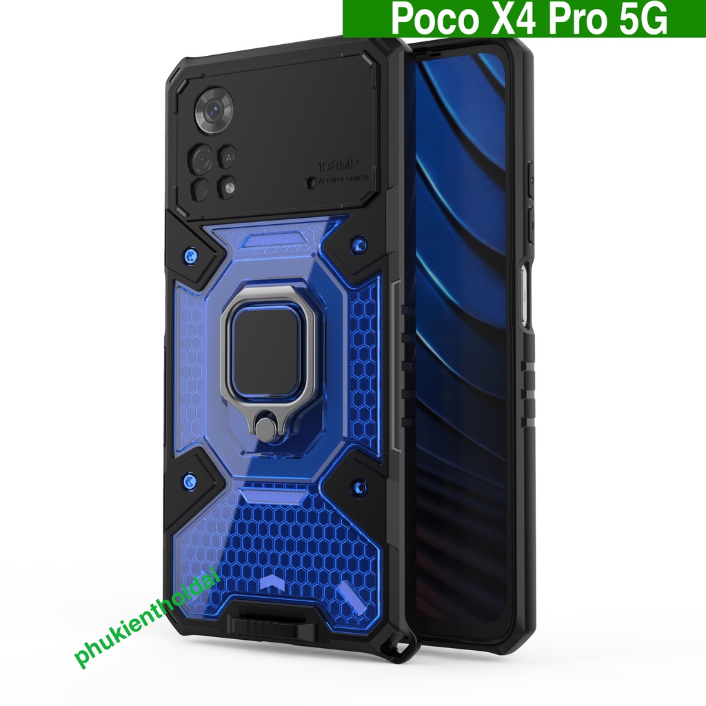 Ốp lưng Poco X4 Pro 5G tổ Ong Iring không gian mới chống sốc giá đỡ xem phim