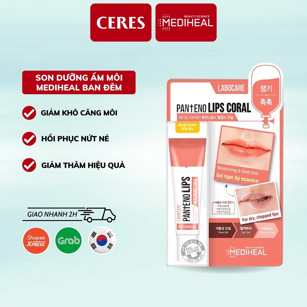 Son Dưỡng Môi Mediheal Ban Đêm Màu Cam Labocare Pantenolips Healssence Coral 10ml