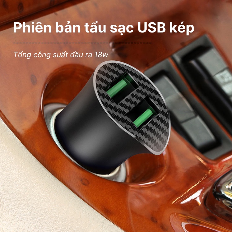 [Mã LIFEAUMAY giảm 10% tối đa 30k đơn 150k] Tẩu sạc nhanh QC 3.0 trên ô tô Hoco Z39 phiên bản USB kép 18w