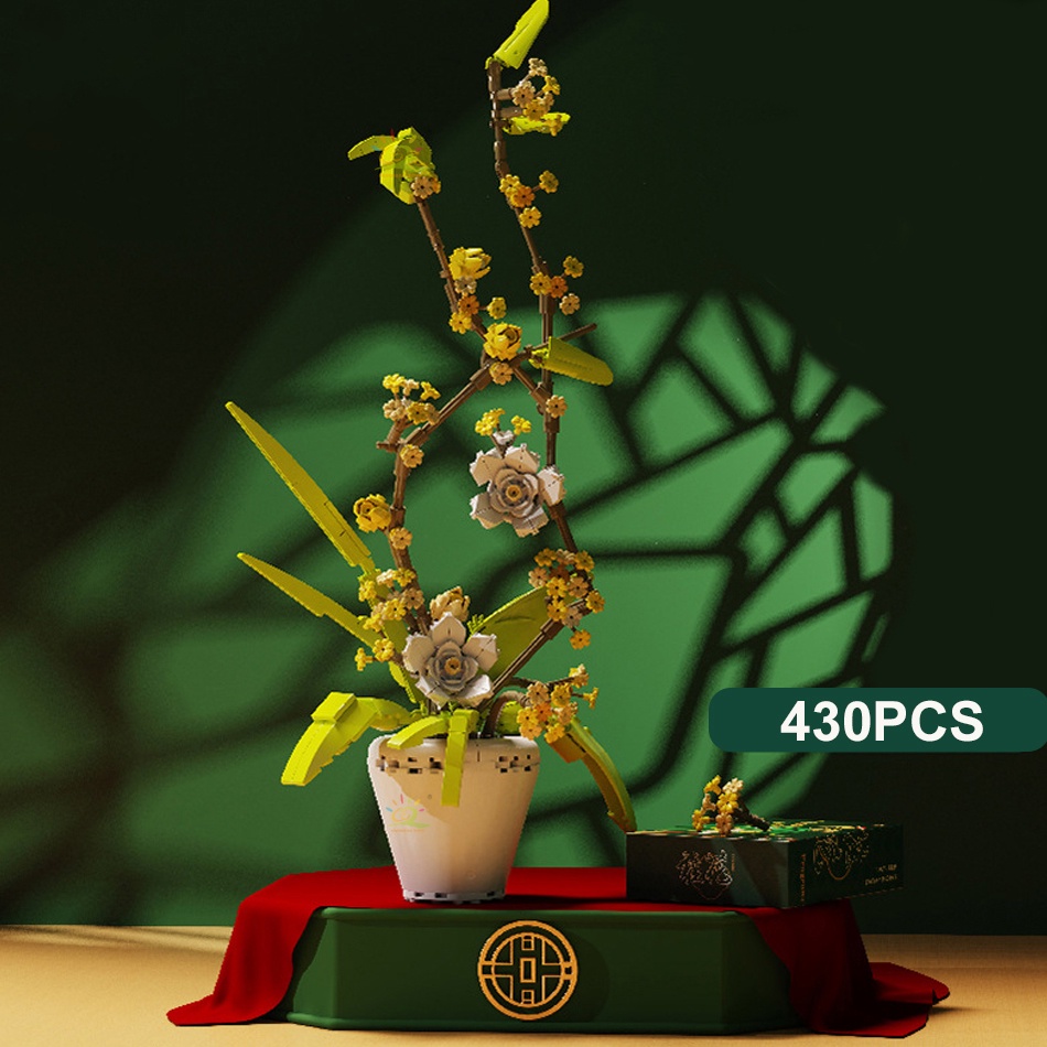 Bó Hoa Phong Lan Tự Làm Lắp Ráp Bonsai MOC Xây Dựng Khối Trang Trí Đồ Chơi Gạch Đồ Chơi Trẻ Em