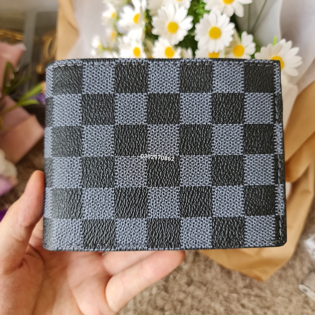 Ví Nam Lv Da Pu Kẻ Caro Cao Cấp, Bóp Nam Thời Trang,