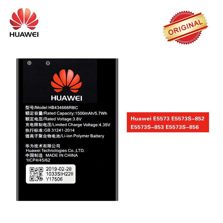 Pin thay thế Huawei E5573 - Huawei e5577 - 1500mAh (đen) Pin Zin Bóc Máy Chính hãng Huawei