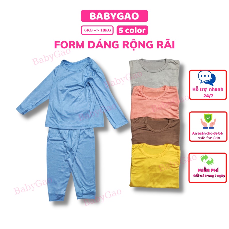 Đồ Bộ Bé Trai Bé Gái Vải Thun Lạnh Trơn Mềm Mát Minkymom, Quần Áo Trẻ Em - Bộ Dài Tay Cho Bé Mặc Ngủ Điều Hòa BabyGao