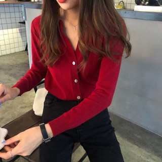 Áo len nữ mỏng dài tay cài khuy Cardigan (ORDER)- Nhiều màu - Có ảnh thật