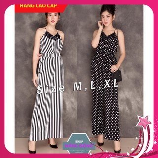 Jumpsuit 🎁FREESHIP🎁Giảm 45k Khi Mua Đơn Từ 500k - Jum dài ống suông 2 dây phối ren ngực xinh xắn TJ966