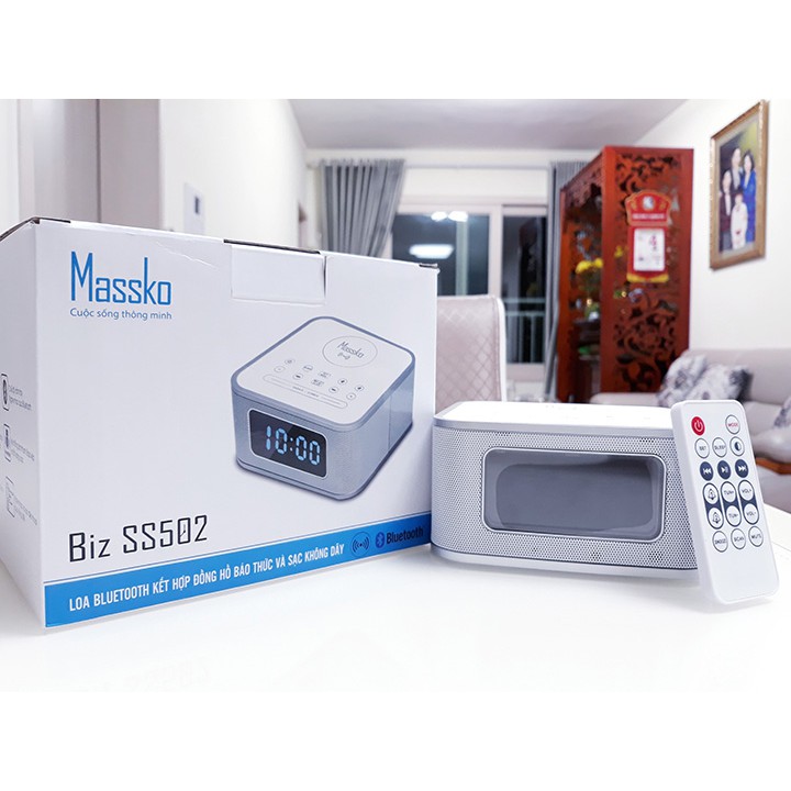 Loa Bluetooth Massko kết hợp đồng hồ báo thức và sạc không dây - Biz SS502