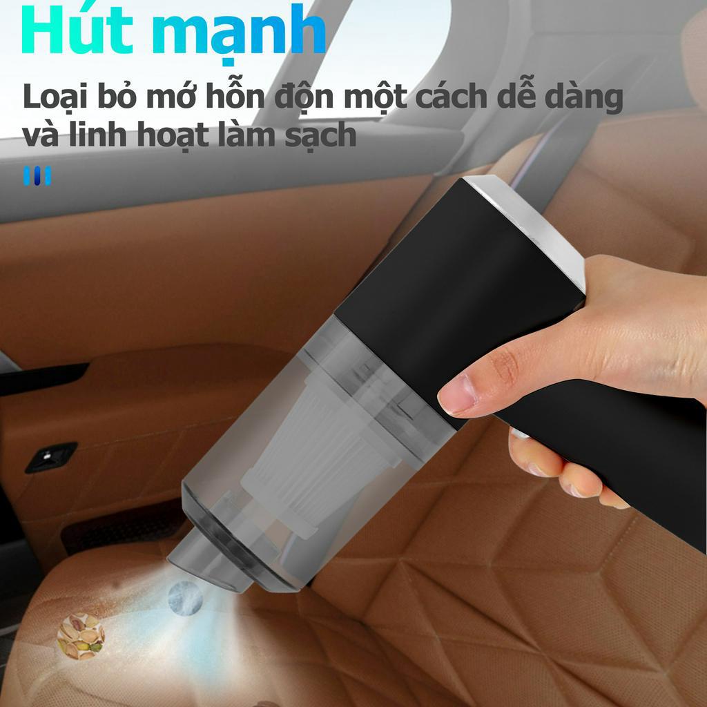 Máy hút bụi cầm tay không dây siêu tiện lợi, Máy hút bụi mini xe ô tô, giường nệm lông chó mèo đa chức năng 9000PA