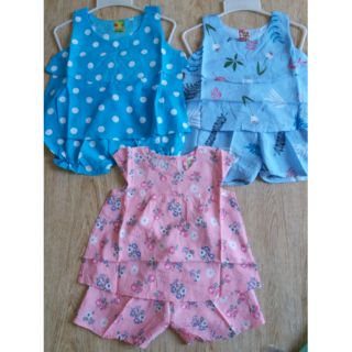 Set 3 bộ tole lanh bé gái size nhí 4kg đến 25kg.