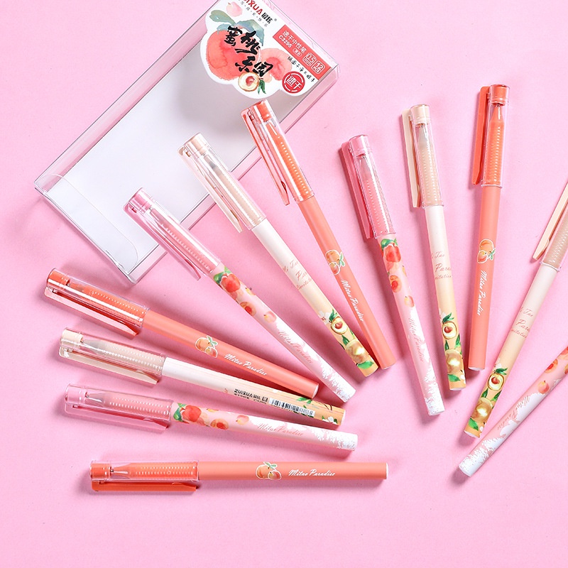 Office stationery peach paradise press quick drying gel pen student test  writing signature pen