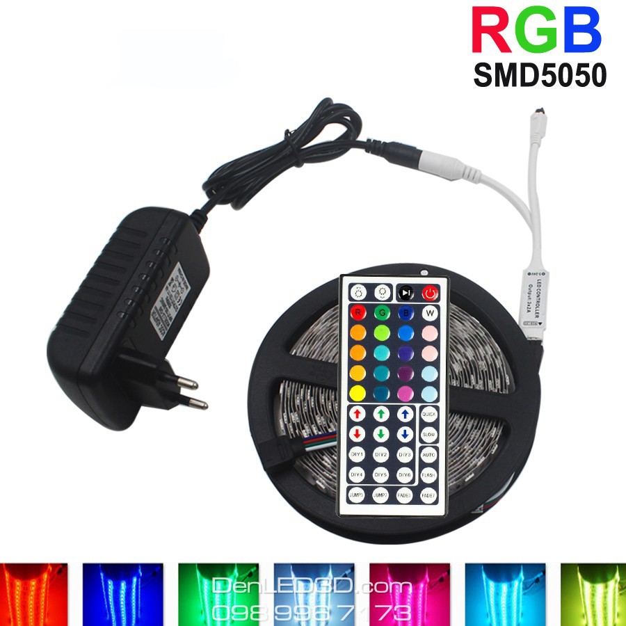 Cuộn Đèn LED 5050 Tiktok Trang Trí Quấn Cây 25 Màu (RGB) Chống Nước, Dài 5M Kèm Remote 44 Phím