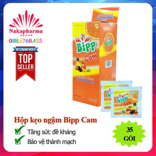 ✅ Hộp kẹo ngậm Bipp Cam 35 gói x 10 viên – Bổ sung vitamin C, Glucose, tăng sức đề kháng, bảo vệ thành mạch