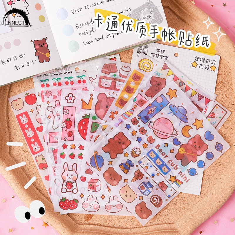 Set 4 Miếng Dán Trang Trí Sổ Tay DIY Hình Thỏ Bunny Dễ Thương