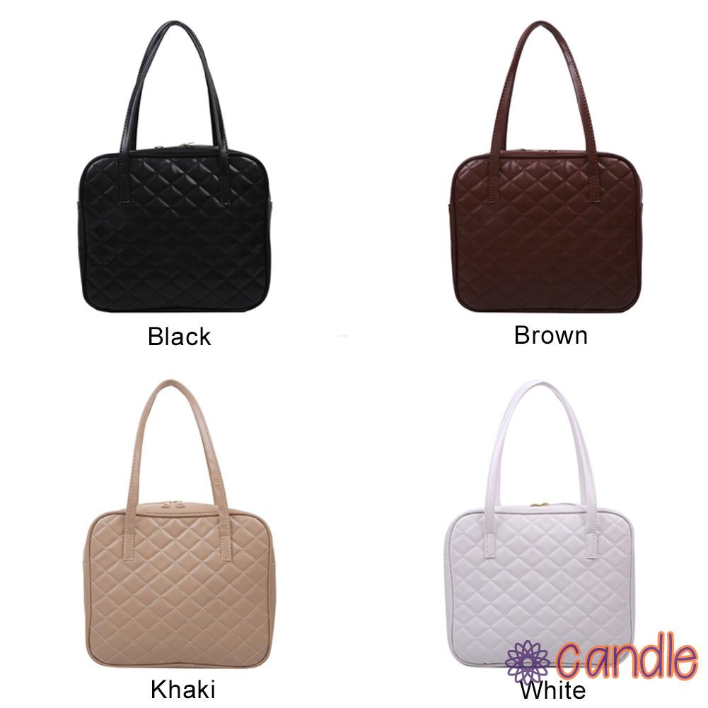 【COD】Women Solid Handbags Fashion Lattice Pattern PU Totes Elegant Shoulder Bags